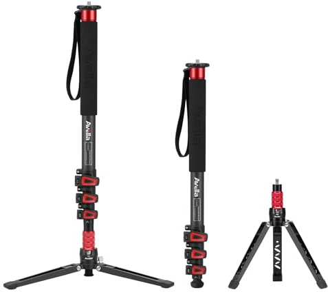 Avella C324D Carbon Fiber 67 Inch Camera Monopod Professional Telescopic Video Monopods Base Tripod for Canon Nikon Sony Olympus Panasonic DSLR Camera