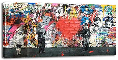 Banksy - Tela artistica da parete astratta, graffiti, street art, stampa artistica da parete, per soggiorno, ufficio, decorazione per la casa