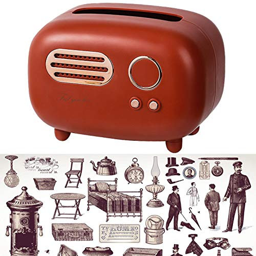 FTIK Taschentuchbox, Retro Radio Tissue Halter Vintage Kosmetikbox Kosmetiktuch Taschentuchbox Kosmetiktuchspender TaschentüCher Box Toilettenpapierhalter FüR Home Office Auto
