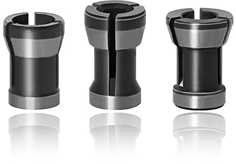Mesee 3 Stück Oberfräsen-Spannzange, 6 mm, 6,35 mm, 8 mm Oberfräsen-Bit, Spannzange Adapter für Holzbearbeitung, CNC-Gravur, Trimmen, Schnitzmaschine Werkzeug