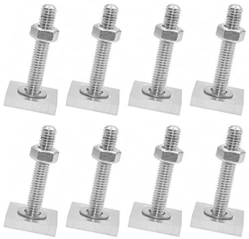 Pamtns 8 Piezas Ranura en T Caja de Techo Kit de Tornillos Adaptador de Pista T Barras Deslizantes portaequipajes Ranura T M6 Pan Pernos adaptador para Riel Tornillos