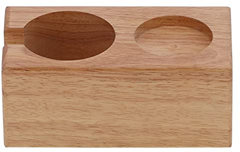 Wooden Coffee Tamping Station, Coffee Tamper Stand, Coffee Tamper Mat Stand, 2 Holes Wood Coffe Tamper Holder for Home Bar(Wood Color)