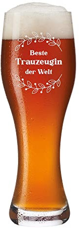 Weizenbierglas Leonardo 500 ml mit Gravur - Wunschmotiv Geschenkidee - Jahrestag, Hochzeit, Trauzeugen - für Weizenbier, Hefeweizen, Pils - Motiv Beste Trauzeugin der Welt