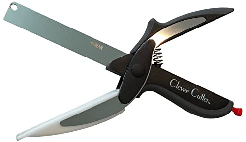 Clever Cutter Couteau et planche à découper 2 en 1 : l'original hache rapidement vos fruits, légumes, viandes, fromages et plus encore préférés en quelques secondes, remplacez vos couteaux de cuisine