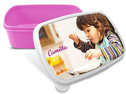 Portapranzo per Bambina Idea Regalo Personalizzato con Nome Foto contenitore per il pranzo per bambina ragazza Scuola Asilo Elementari Medie Compleanno Natale LunchBox porta merenda design colorato