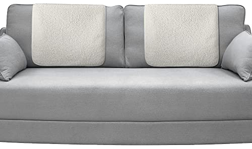 Frienda 2 Pieces Recliner Headrest Covers Sofa Headrest Protector Sherpa for Recliner Chair Couch Furniture Non Slip for Living Room(Beige)