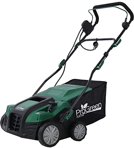 2-in-1 16 Walk Behind Scarifier, 15 Amp Electric Dethatcher Scarifier, Lawn Dethatcher for Yard Lawn Garden Care, Removable Collection Bag Extra Large 58QT (16 inch)