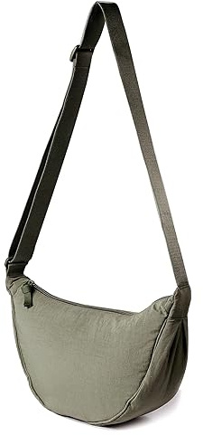 Borsa a Tracolla per Donna - Piccola in Nylon a Mezzaluna Morbida, Casual, Zaino a Tracolla