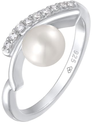 Nenalina Ring Silber 925 Damen Silberring Damenring mit Süßwasserperle (4 mm) und Zirkonia