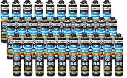 Isolbau B2 Dämmstoffkleber - 30 x 750 ml Perimeterkleber für EPS- & XPS-Platten - 1K PU-Klebeschaum für Dämmung und Isolieren