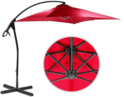 habeig WASSERDICHT Ampelschirm 250x250cm quadratisch durch PVC-Beschichtung Schirm Sonnenschirm Marktschirm Gartenschirm