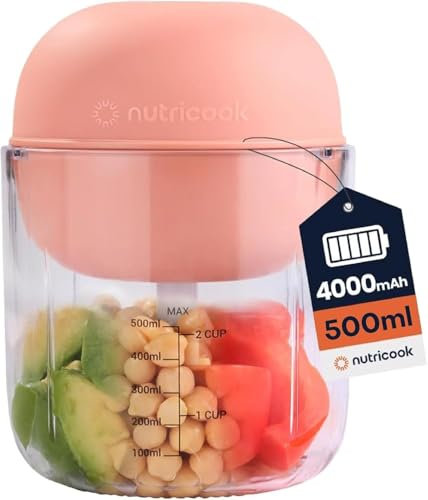 Nutricook Choppi kabelloser Zerkleinerer, wiederaufladbar, Puls- und Konstantmodus, 500 ml, BPA-frei, 4000-mAh-Akku, SS 304, CH600, Canyon-Sonnenuntergang, entworfen in Kalifornien, 2