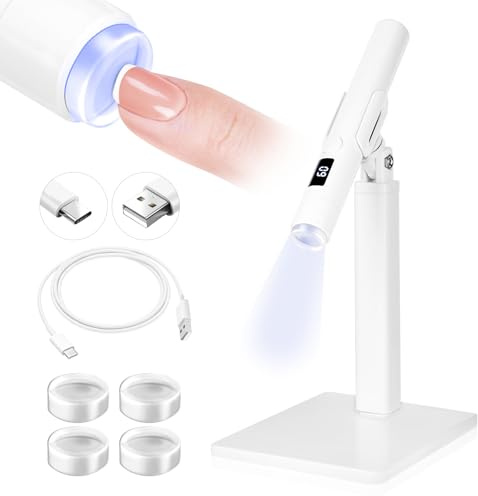 Saviland Mini U V Lampe Für Nägel: 2 in 1 Kleine U V Nagellampe & Nail Stamp mit Magnetischer Ständer, Mini Nagellampe Wiederaufladbare U V Nagellampe Klein Handheld LED U V Taschenlampe für Gelnägel