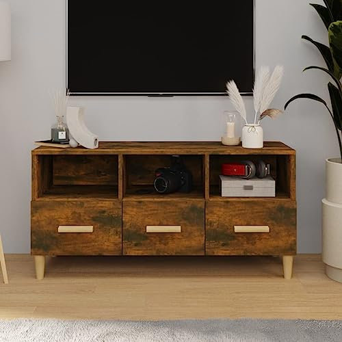 Natulvd TV Console Table with 3 Drawers for TV up to 40 in, Modern TV Stand Unit for Media Cable Box Gaming Consoles, TV Stand & Entertainment Center for Living Room Bedroom (Oak)