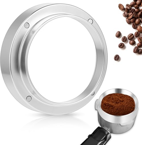 Molain Anello dosatore per caffè, 51 mm, in lega di alluminio, accessorio per espresso, imbuto dosatore per imbuto di riempimento, ciotola per brodo, macchina da caffè (argento)