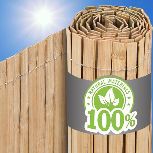 urfence Deine Oase: 90x600 Bambus Sichtschutz Zaun Holz - 100% Natur Bambusstäbe Wetterfest - Bambuszaun Sichtschutzmatte für Balkon Terrasse Gartenzaun - Pergola Windschutz Garten Sichtschutzwand