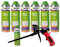 FM220 Lot de 6 mousses de construction, de montage, pour fenêtre, haute isolation phonique, isolation thermique, 500 ml, avec nettoyant AA290 + pistolet à mousse Business