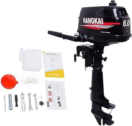 TESUGN 2-Takt Außenbordmotor, 6 PS Aussenborder Bootsmotor mit CDI Zündsystem, 102CC Leistungsstarker Benzinmotor für Schlauchboote Fischerboote Bootsmotor Angeln