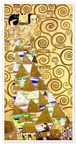 L'albero della vita (L'attesa) Poster di Gustav Klimt 90 x 180 cm Giallo Quadri Decorazione per pareti