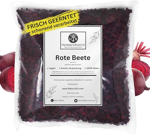 Rote Beete Chips 1000g gewürfelt • gesunder Snack • als Topping oder Zutat für Bowls, Smoothies,... • Erste Wahl • intensiver Geschmack • HerbsnRoots