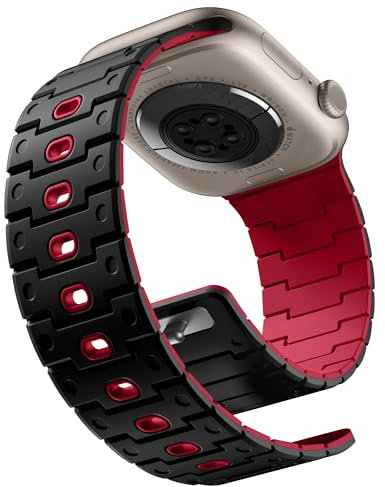 Bandletic Kompatibel mit Apple Watch Ultra 3/2/1 Armband - Silikon Magnetbänder 49mm 46mm 45mm 44mm Sport Band Kompatibel mit iWatch Series 11 10 SE3 SE2 9 8 7 6 5 4 42mm(3 2 1) für Herren Damen