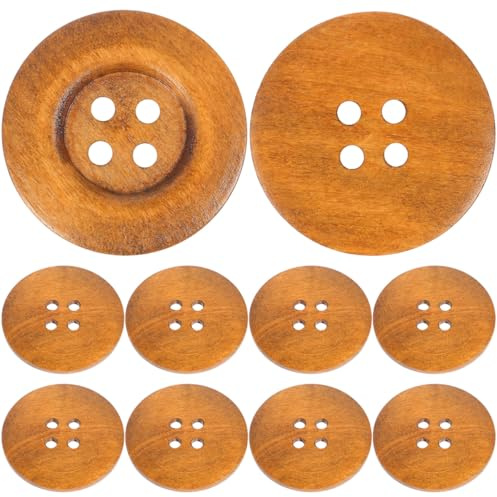 Operitacx 10 Stück Holzknöpfe 50 Mm Runde Feste Knöpfe Mit 4 Löchern Breite Seite Für Mantel Strickjacke Nähen Scrapbooking Und Kartenherstellung