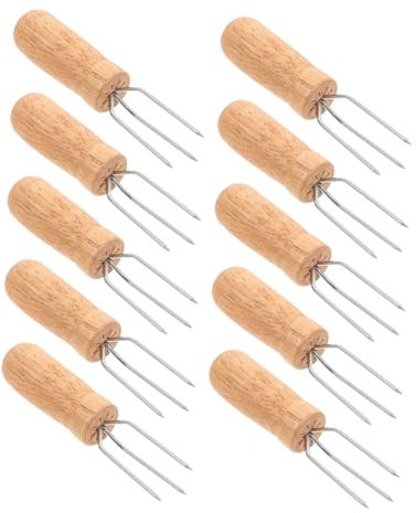 KITANDOVE 10pièces Fourchettes à Acier avec Poignée Ensemble De Ustensiles De Barbecue pour Camping Et Pique- Accessoires De pour Légumes Et Fruits