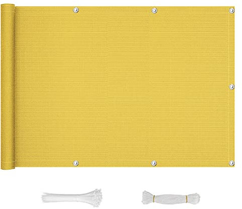 Balkonzaunabdeckung, 70 x 900 cm, wetterfest und wetterfest, Balkonabdeckung für Zaun, Hinterhof und Veranda, Farbe: Gelb