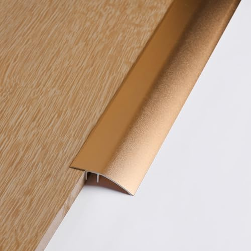 Zayejod Aluminium-Boden-Übergangsstange, Türstange, Metall-Bodenleiste für Türen, Schwellen, Fliesen, Laminat, Planken, Brücke die Höhe zwischen 6–12mm(Kupfergold, 0.9m×4.3cm)