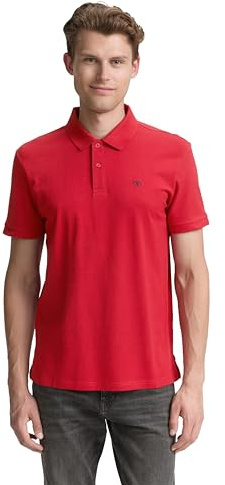 TOM TAILOR Basic Piqué pikétröja för män, 12830 – Samba röd, M