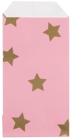 200x Papiertüten Stars Gold 7x13cm - Papiertragetaschen - 0 x 7 x 13 cm - Rosa;Gold - 200 stück