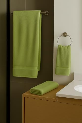 Corredocasa 3 Asciugamani Bagno in Spugna di Puro Cotone 100%, Made in Italy - Set Asciugamano Viso, Ospite e Telo Doccia Super Morbidi e Assorbenti in Spugna Idrofila di Alta Qualità (Verde)