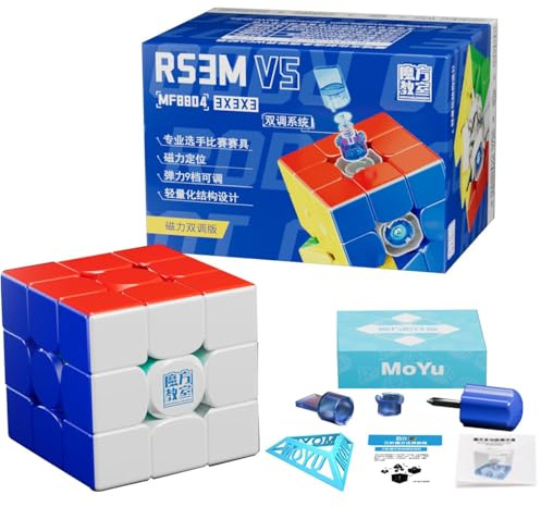 Zauberwürfel, Moyu RS3M V5 3x3 Speed Cube Stickerless Magnetic Dual Adjustment Professioneller würfel 3D Puzzles Sequenzielle für Zauberwürfel Liebhaber (Magnetic Dual Adjustment Version)