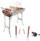 Oceano Barbecue a carbone in acciaio inox bracere richiudibile in metallo portatile bbq da esterno griglia per giardino pic-nic campeggio escursione gita (33x48x58cm+ACCESSORI)