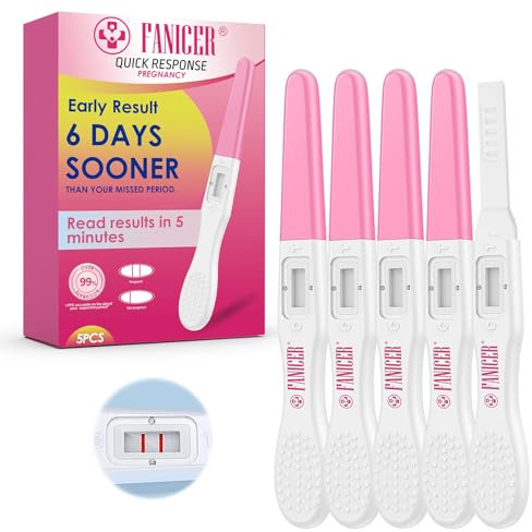 5 Pezzi Test di Gravidanza, Test di Gravidanza Risultato Rapido, Test di Gravidanza confezionati singolarmente, Test Gravidanza Precoce Affidabile Ultrasensibile, Rosa