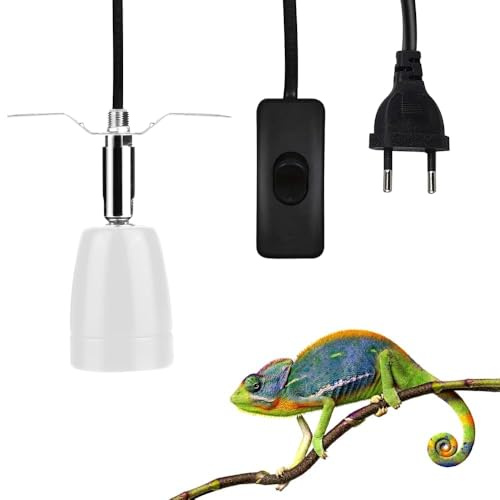 Udbrud Portalámparas de Calefacción, Lámpara para Tortuga con Interruptor Portalámparas E27 para Reptil Lámpara de Calor de cerámica de 360 Grados para Mascotas, Lagarto Tortuga, Reptil (Blanco)