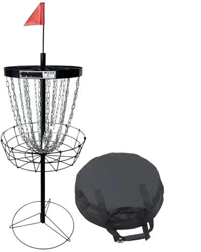 Disc Golfkorb Tragbares Zielset mit 24 Ketten, inklusive 6 Scheiben, Tragetasche und Rack - Heavy Duty Professional Frisbee Golf Kit