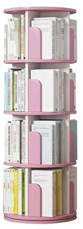 Holzbuchregale 360 ​​° rotierendes Bücherregal Holz Stehbuchregal 4 -Tier -Display -Rack für Platz sparen kreatives Buchregal