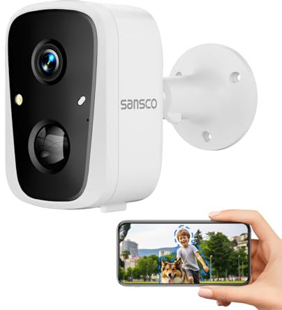 SANSCO 2K Security Camera Wireless Outdoor, Battery Operated WiFi Indoor Camera for Home Surveillance- Spotlight, PIR/AI Motion Detection, Siren, Color Night Vision, 2-Way Talk, SD/Cloud Storage