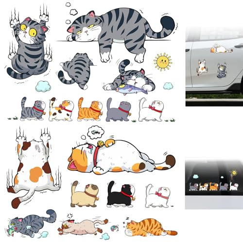 Vspek Katze Auto Aufkleber, Car Sticker, Heckscheibenaufkleber Auto, Vinyl Wasserdicht Dekoration Aufklebers für SUV LKW Wohnwagen, 29×20cm