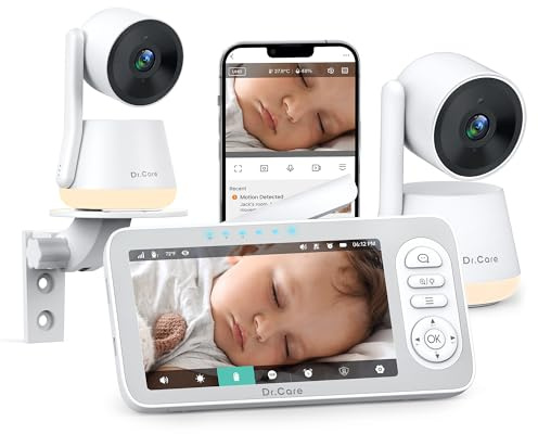 Dr.Care LumiView Plus Smart WLAN Babyphone mit 2 Kameras – 5,5 1080P FHD & 2K Kamera, Privatsphärenmodus, 5000mAh Akku, RGB Nachtlicht, Bewegungs- & Weinenalarm, App-Steuerung
