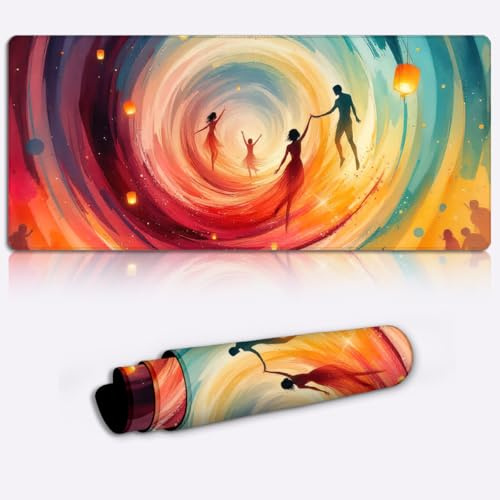 spiraling festival lights Printed PC Laptop Computer Mouse Mat Pad Non-Slip Rubber Base Pad Office Home Novelty Printed Desk Accessory Large Laptop Desktop Printed Art Ergonomic 600 * 350 * 4mm
