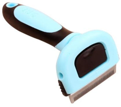 DIYEAH Brosse de Toilettage pour Chien et Chat Petite Bleue Peigne Acier Inoxydable avec Poignée PP Élimination des Poils Morts et Sous-poil pour Animaux de Compagnie