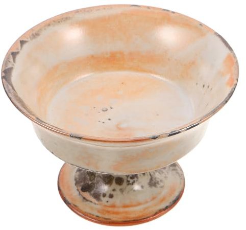 TOYANDONA Frutero de Cerámica Vintage con Pedestal Bandeja para Frutas y Aperitivos Resistente al Calor y Manchas para Snacks y Postres Decoración de Mesa Elegante