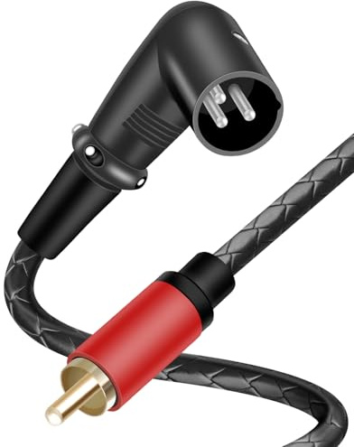 RIIEYOCA Câble 90 Degrés 3 Broches XLR vers RCA, Câble Adaptateur Audio XLR Mâle à Angle Droit vers RCA Mâle pour Tables de Mixage, Amplificateurs, Lecteurs, Microphones env. (2M)