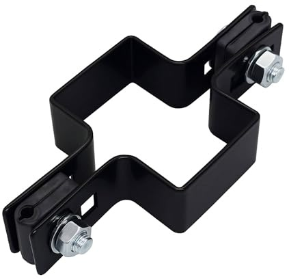 SKIR'CO (10 pcs) Black Clamps, Rectangular 40 x 60 mm Center Clamps for Fence Posts, Welded Wire Mesh Panel Holders, RAL 9005 Colour
