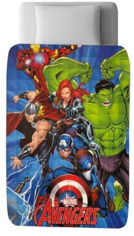 Trapunta invernale per bambini Avengers Marvel 160x250 cm piumone letto singolo coperta trapuntata morbida e calda in 100% Microfibra Poliestere 350 gsm