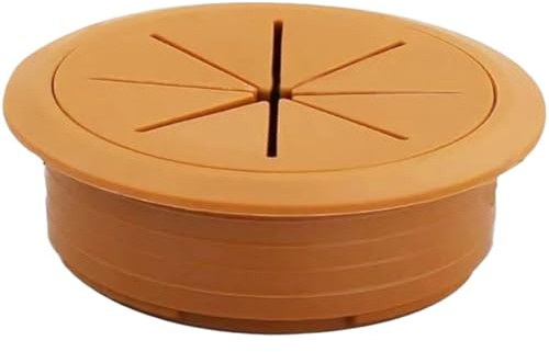 Pasacables de plástico for Escritorio, Tapa Redonda for Cable con Juntas Puerto for Mesa Ordenador (2 Unidades)(Brown,53mm)