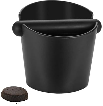 Battifondi Caffè,Contenitore a T per Portafiltro,Batti Caffe,Fondi Caffe Contenitore,Coffee Knock Box con Barra Sorprendente Fonoassorbente,Adatto per Bar,Ristorante,Cucina,Nero