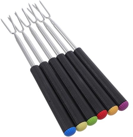 BESPORTBLE Lot de 6 Fourchettes à Fondue en Acier Inoxydable Réglables, Bâtonnets à Tremper pour Grillades, Fondue au Fromage et Événements en Plein Air